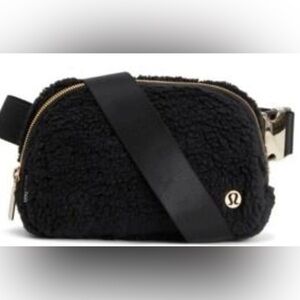 🖤LULULEMON Black Sherpa Crossbody Bag with gold accents & trim